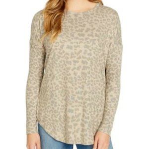 Buffalo David Bitton Long Sleeve Animal Print Round Neck Sweater Brown/Tan small